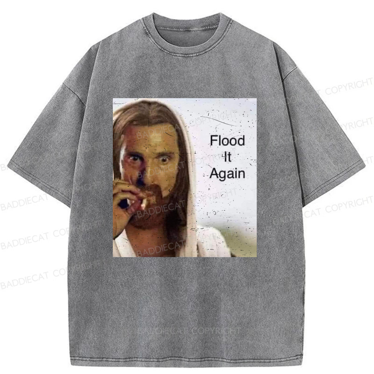 Baddiecat Funny Jesus Meme Washed T-shirt
