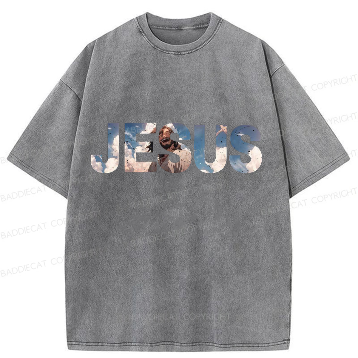 Baddiecat JESUS Washed T-shirt