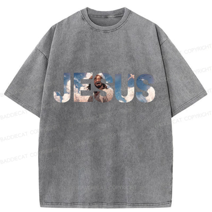 Baddiecat JESUS Washed T-shirt