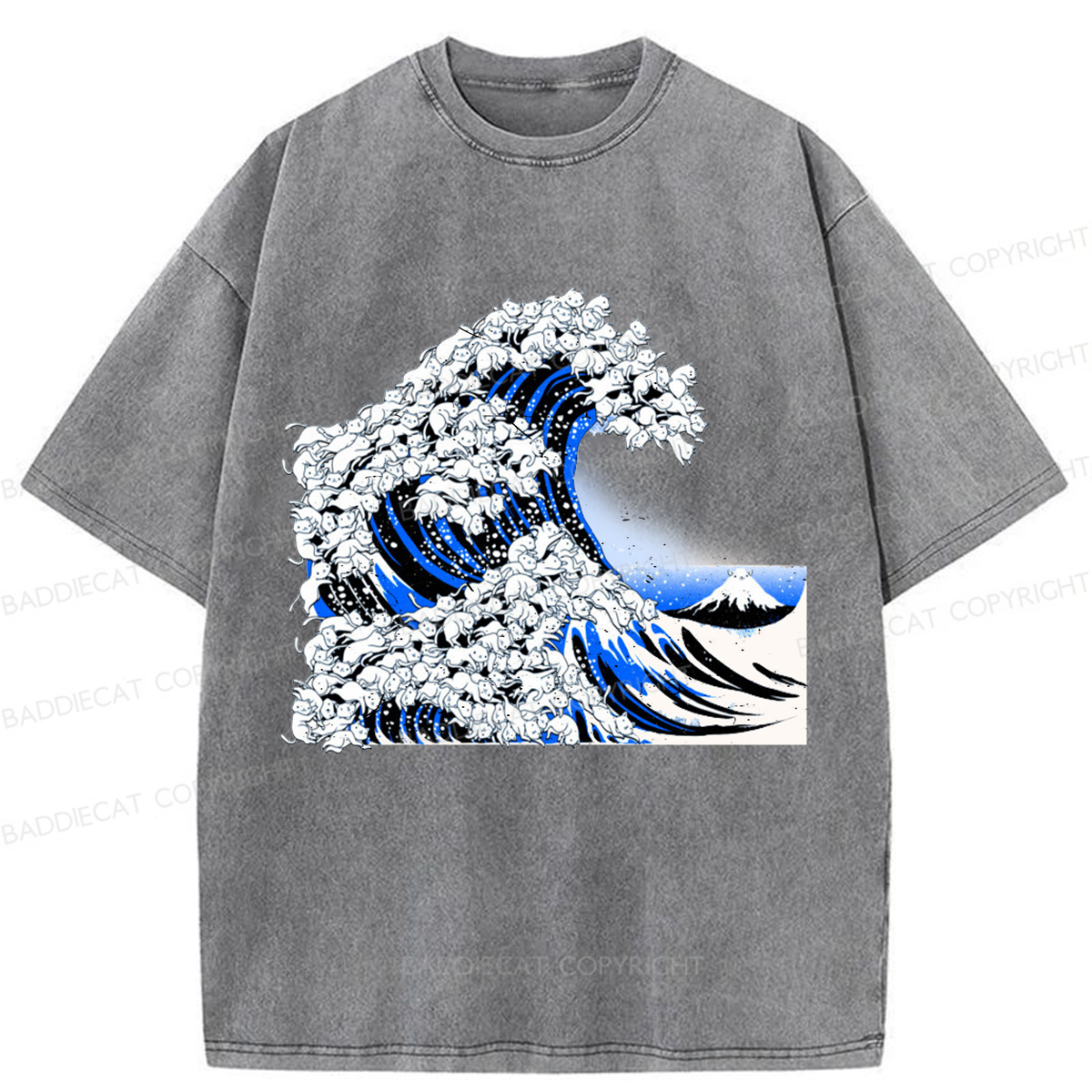 Baddiecat The Great Cat Wave Washed T-shirt