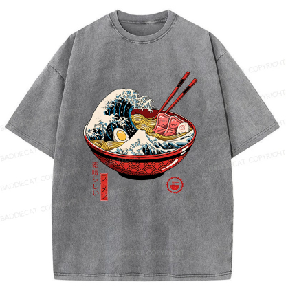 Baddiecat Great Ramen Wave Washed T-shirt