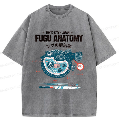 Baddiecat Fugu Anatomy Tokyo  Washed T-shirt