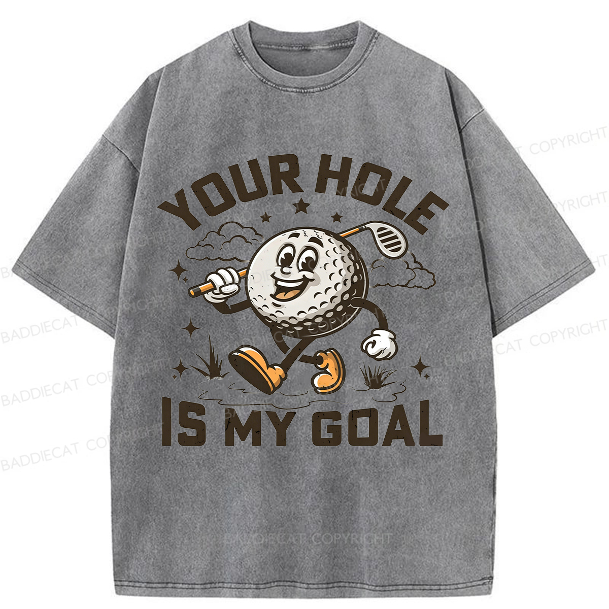Baddiecat Your Hole Is My Goal  Washed T-shirt