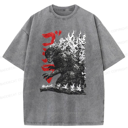 Baddiecat Raging Godzilla Washed T-shirt