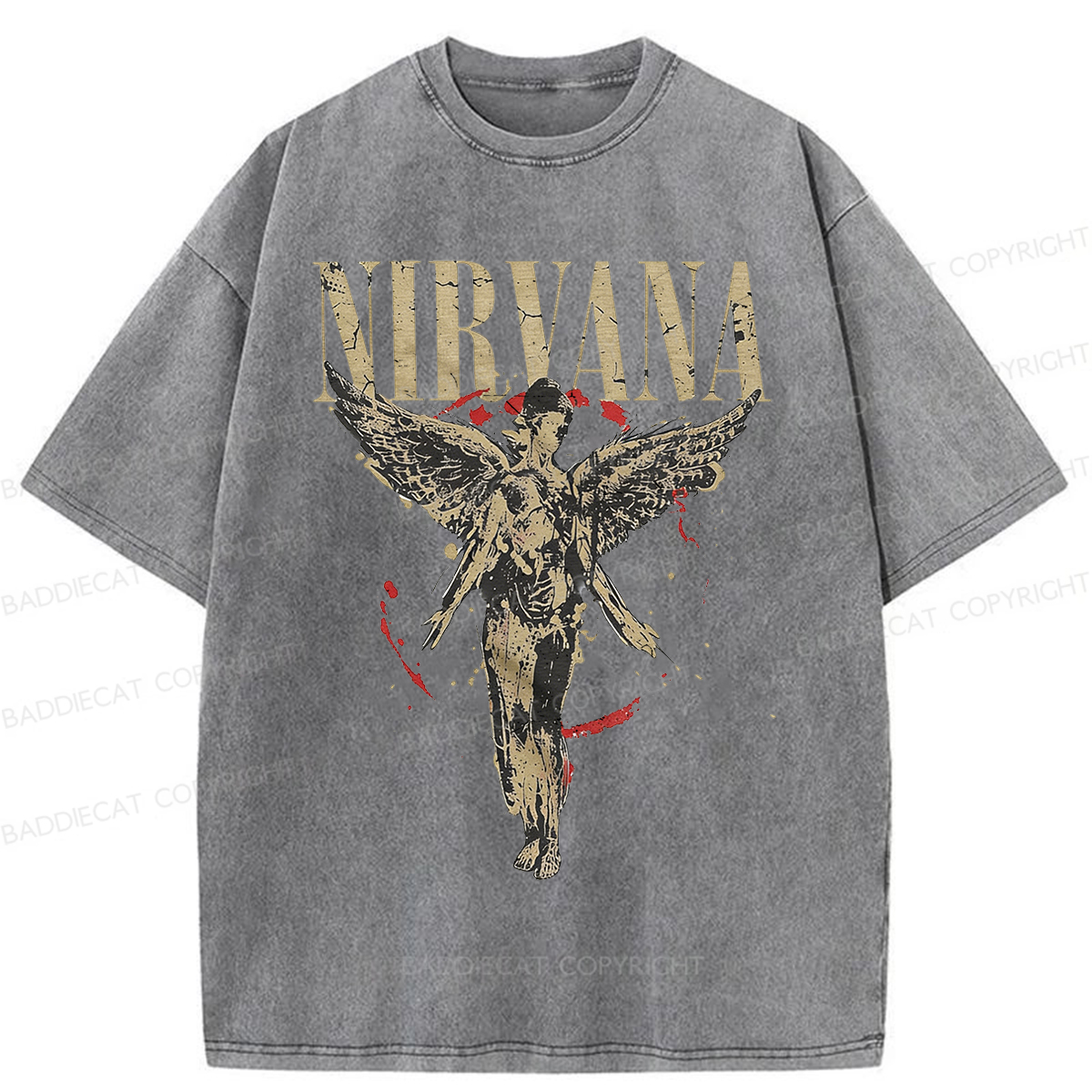 Baddiecat Grayce Nirvana in Utero Angel Splatter Washed T-shirt