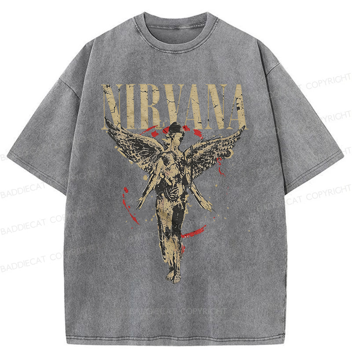 Baddiecat Grayce Nirvana in Utero Angel Splatter Washed T-shirt
