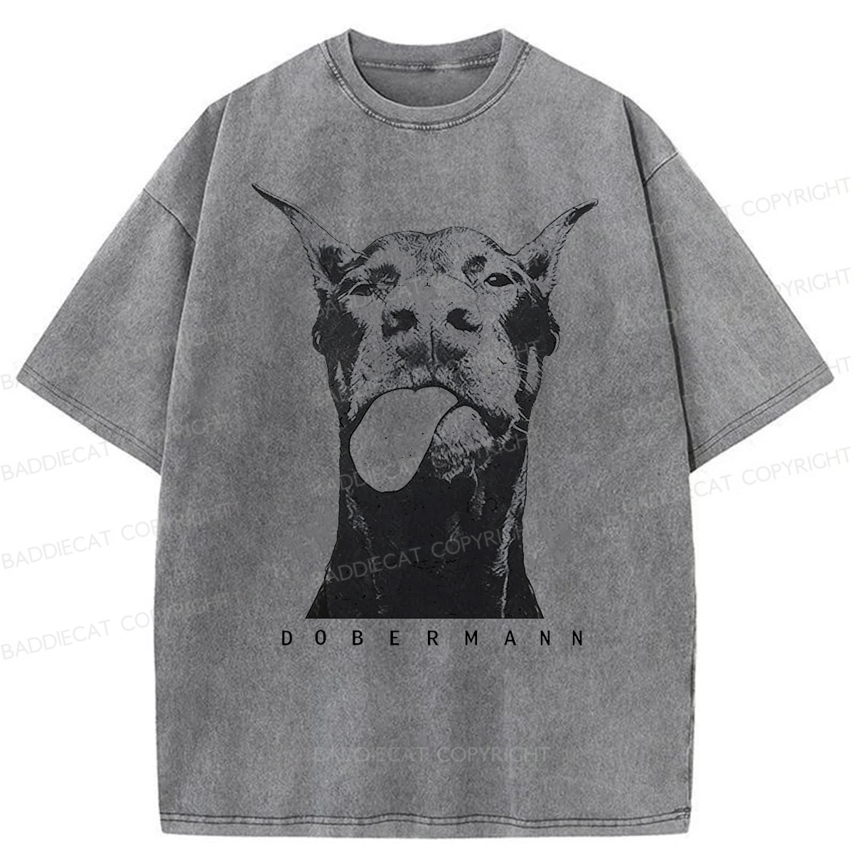 Baddiecat Doberman Pinscher Washed T-shirt