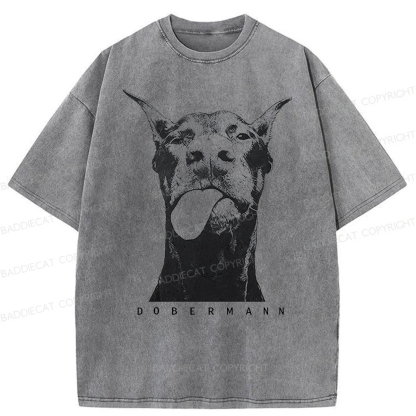 Baddiecat Doberman Pinscher Washed T-shirt