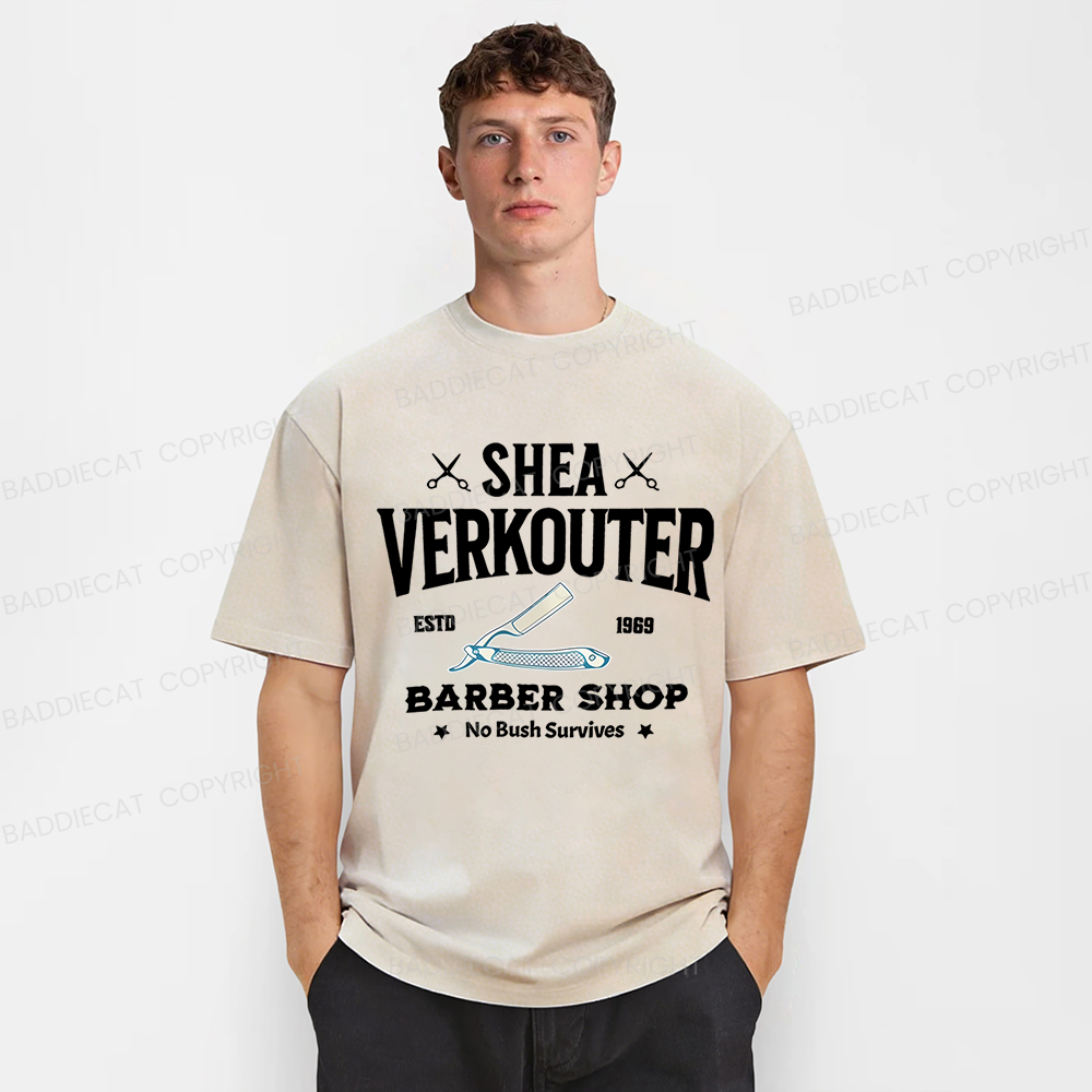 Baddiecat Shea Verkouter Barber Shop Funny Washed T-shirt