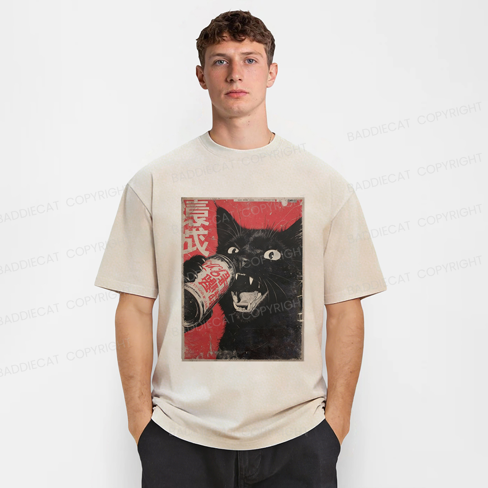 Baddiecat The Cat Beer Washed T-shirt