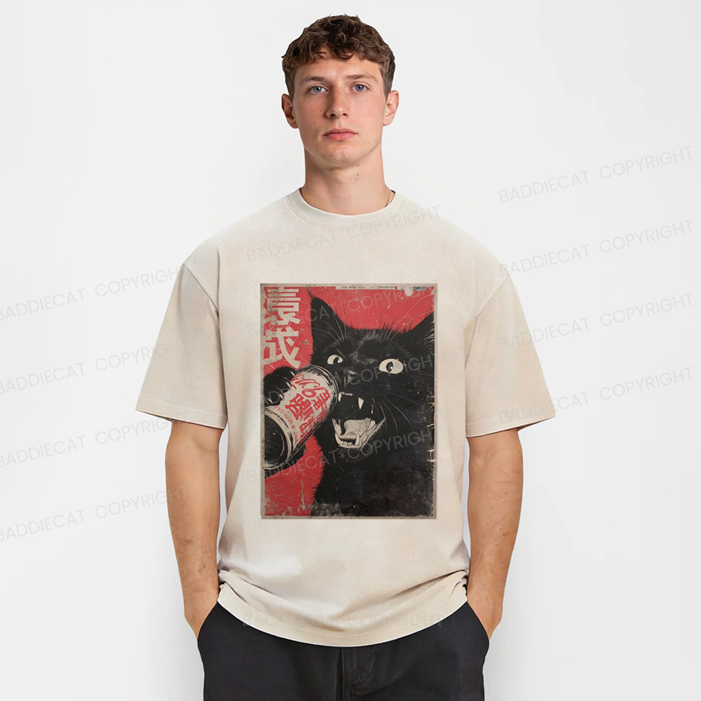 Baddiecat The Cat Beer Washed T-shirt