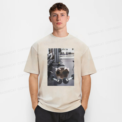 Baddiecat Sad Hamster Workout Washed T-shirt