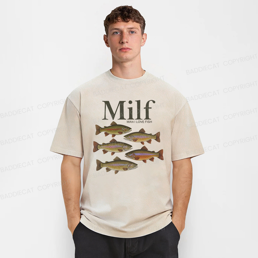 Baddiecat I Love Fish Vintage Style Washed T-shirt