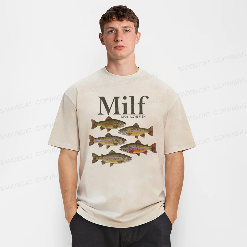 Baddiecat I Love Fish Vintage Style Washed T-shirt