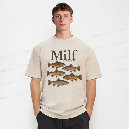 Baddiecat I Love Fish Vintage Style Washed T-shirt