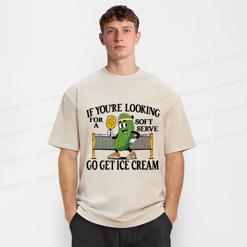 Baddiecat Soft Serve Pickleball Joke Washed T-shirt