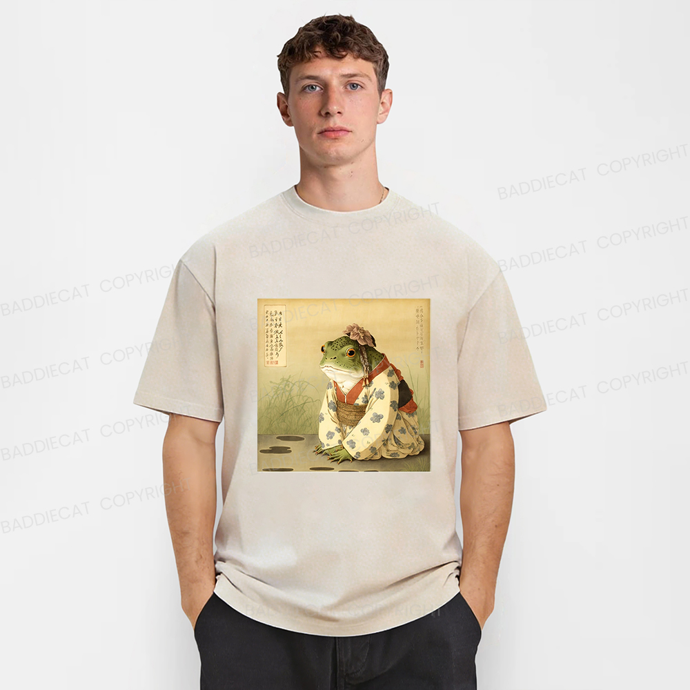 Baddiecat Japanese Frog Washed T-shirt