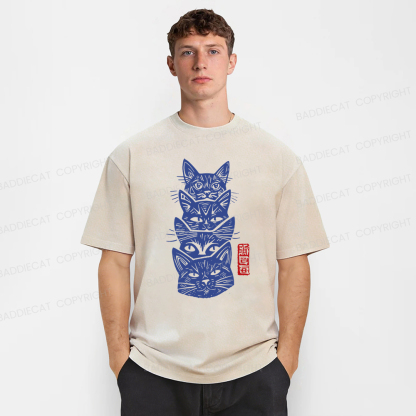 Baddiecat Japanese Cat Washed T-shirt