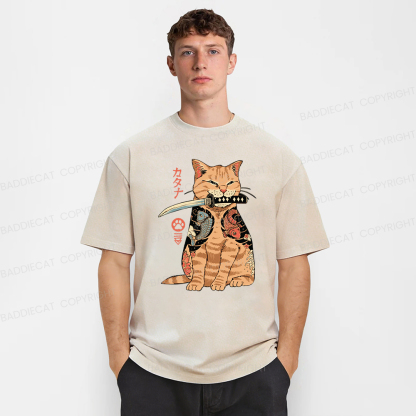 Baddiecat Japanese Style Katana Washed T-shirt