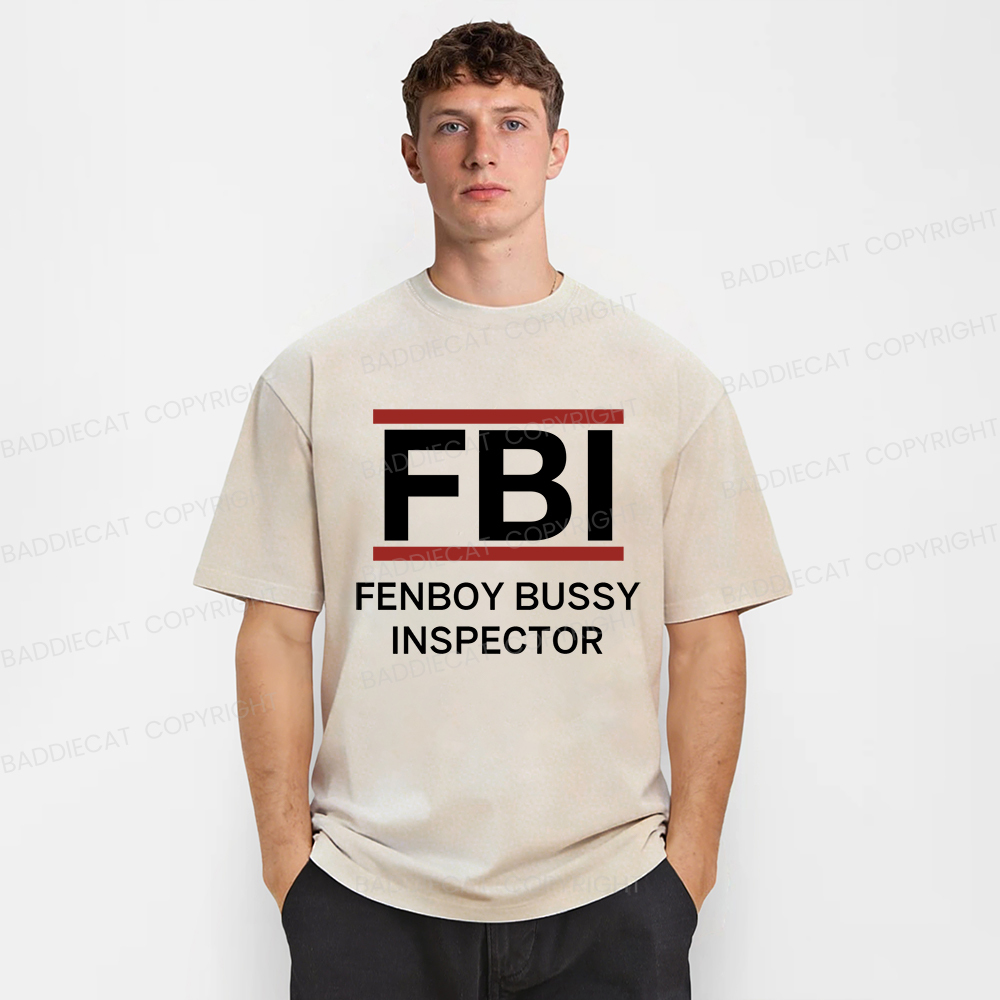 Baddiecat Fenboy Bussy Inspector Funny Washed T-shirt