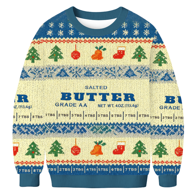 Baddiecat Salted Butter Funny Baker Christmas Ugly Sweatshirt
