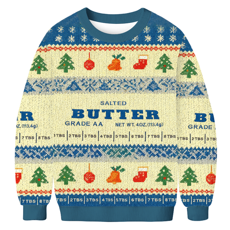 Baddiecat Salted Butter Funny Baker Christmas Ugly Sweatshirt