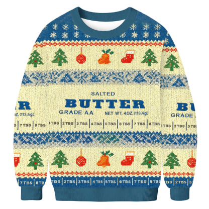 Baddiecat Salted Butter Funny Baker Christmas Ugly Sweatshirt