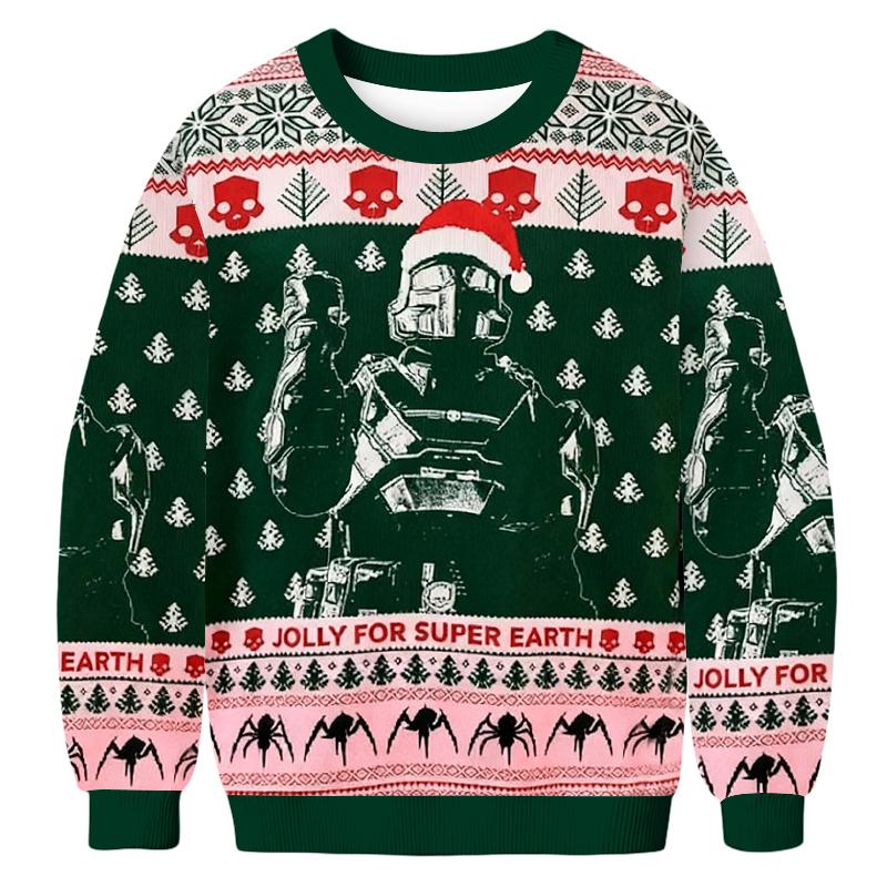 Baddiecat Helldivers 2 Jolly For Super Earth Christmas Ugly Sweatshirt