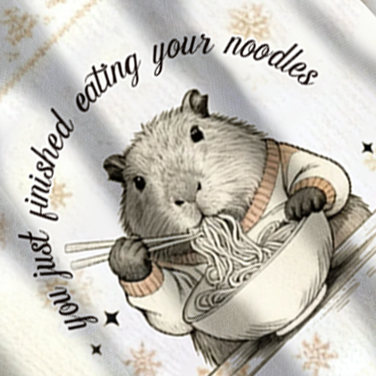 Baddiecat Capybara Eating Noodles Christmas Ugly Sweatshirt