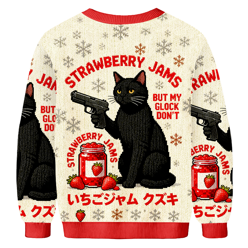 Baddiecat Strawberry Jams Christmas Ugly Sweatshirt