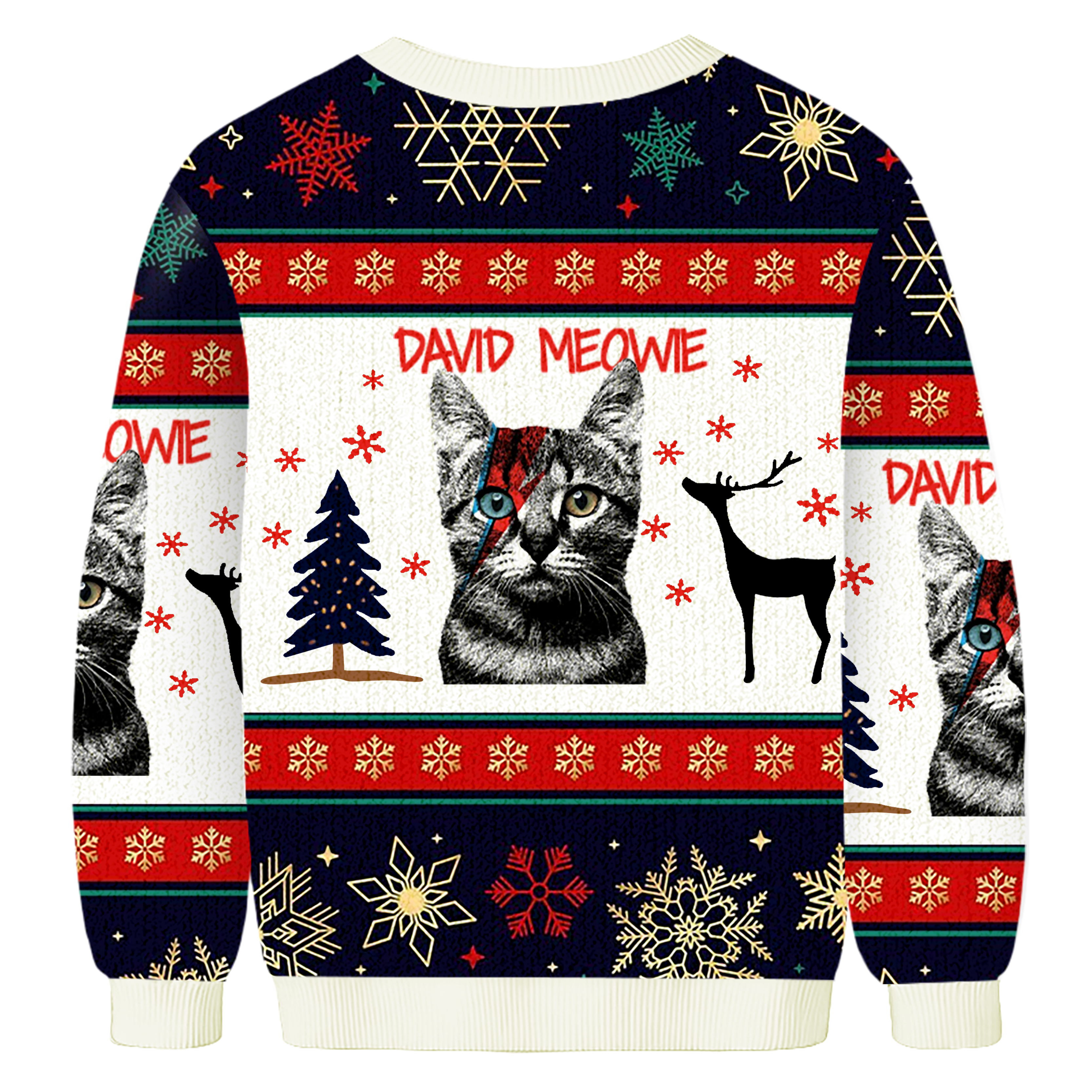 Baddiecat David Meowe Christmas Ugly Sweatshirt
