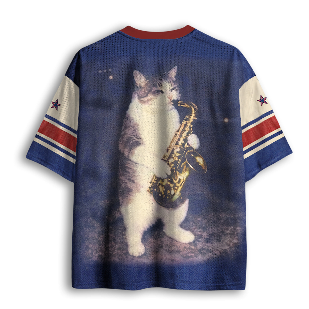Baddiecat Saxophone Cat Mesh Jersey