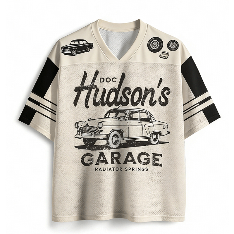 Baddiecat Retro Doc Hudson's Garage Radiator Springs Doc Hudson Pixar Cars Mesh Jersey