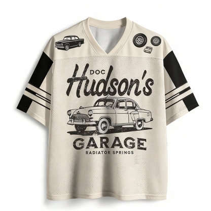 Baddiecat Retro Doc Hudson's Garage Radiator Springs Doc Hudson Pixar Cars Mesh Jersey
