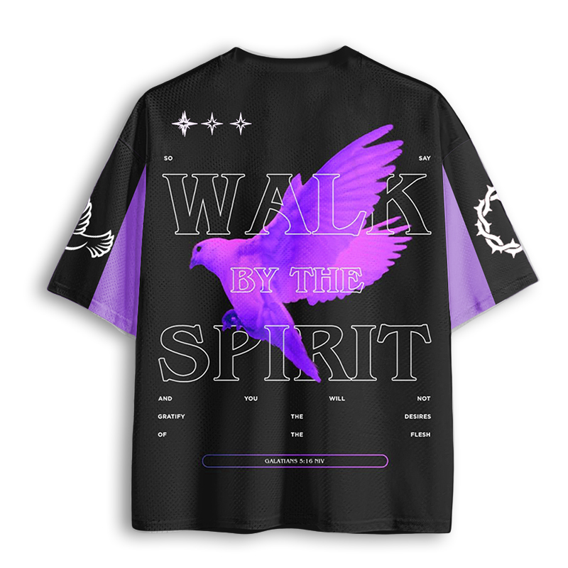 Baddiecat Walk By The Spirit Christian Faith Mesh Jersey