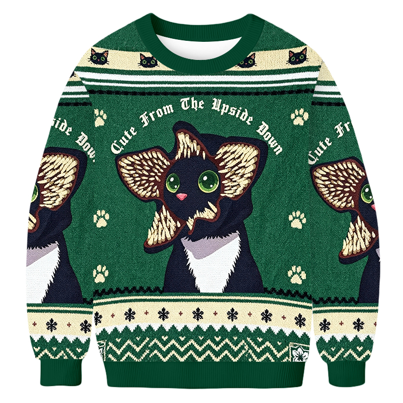 Baddiecat Demogorgon Cute From The Upside Down Cat Ugly Sweatshirt