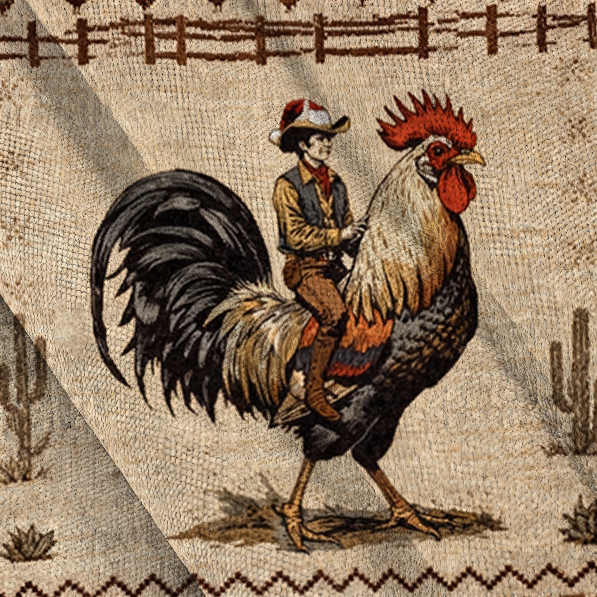 Baddiecat Cowboy Riding Rooster Ugly Sweatshirt