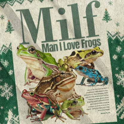 Baddiecat Man I Love Frogs Meme Christmas Ugly Sweatshirt