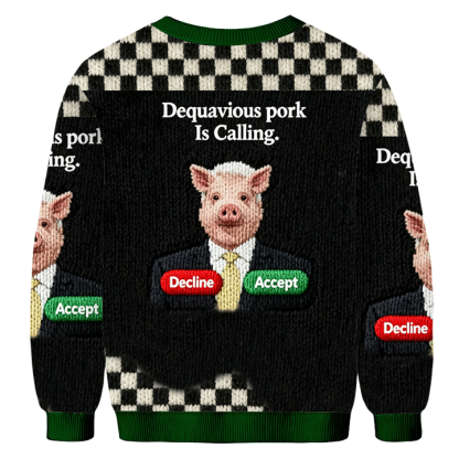 Baddiecat Dequavious Pork Is Calling Christmas Ugly Sweatshirt