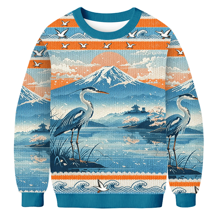 Baddiecat Stylized Tokyo Retro Illustration with Nature Elements Ugly Sweatshirt