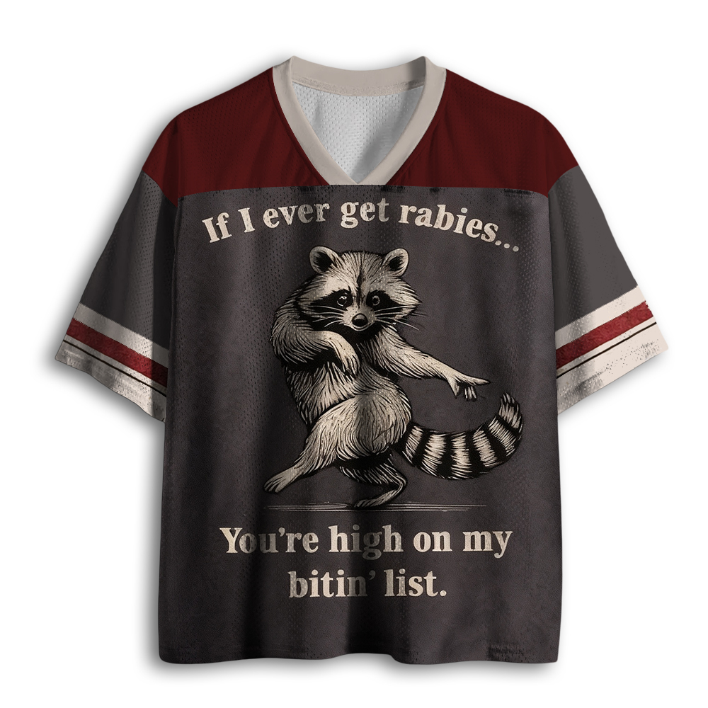 Baddiecat Funny Raccoon You're High on My Bitin’ List Mesh Jersey
