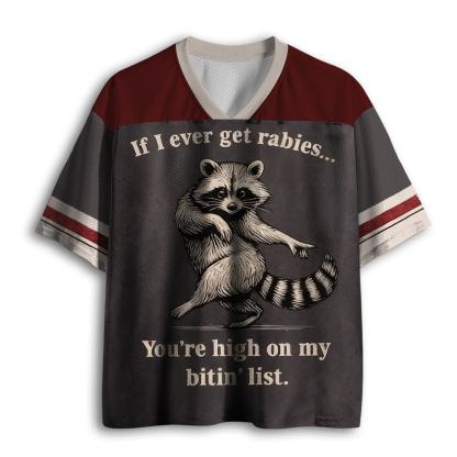 Baddiecat Funny Raccoon You're High on My Bitin’ List Mesh Jersey