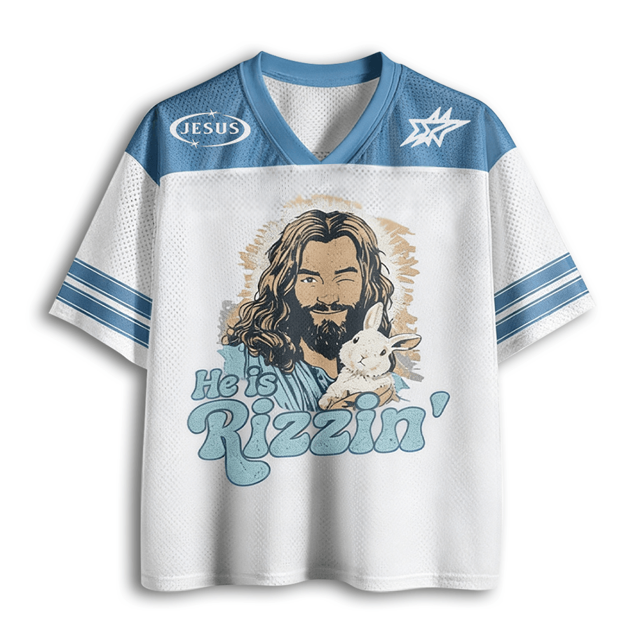 Baddiecat Jesus And Rabbit Christian Faith Mesh Jersey