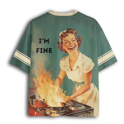 Baddiecat I'm Fine Funny Mesh Jersey