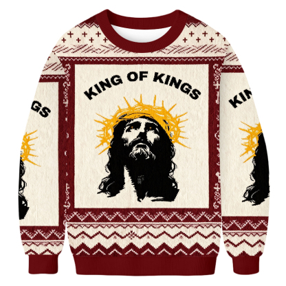 Baddiecat Jesus Is King Of Kings Ugly Sweatshirt