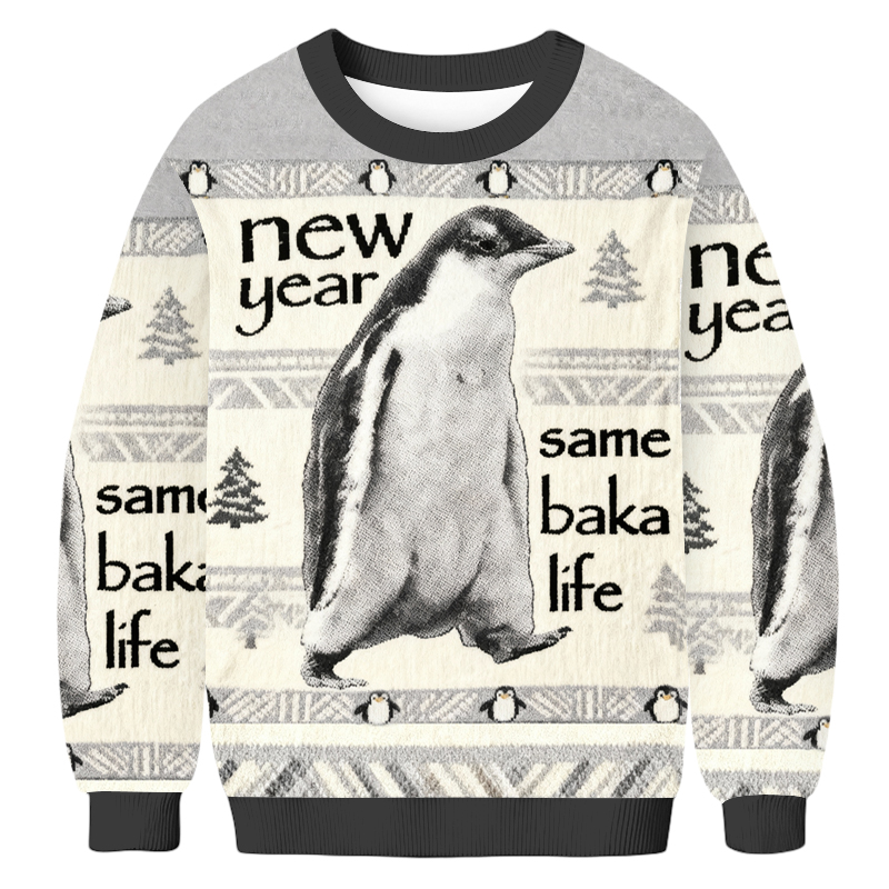 Baddiecat New Year Same Baka Life Christmas Ugly Sweatshirt