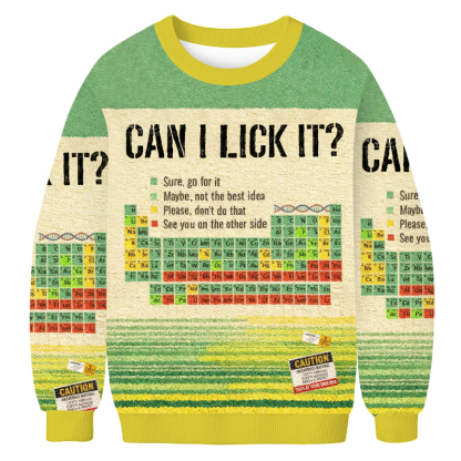 Baddiecat Can I Lick It Periodic Table Christmas Ugly Sweatshirt