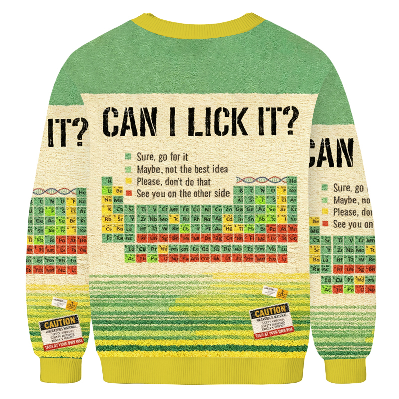 Baddiecat Can I Lick It Periodic Table Christmas Ugly Sweatshirt