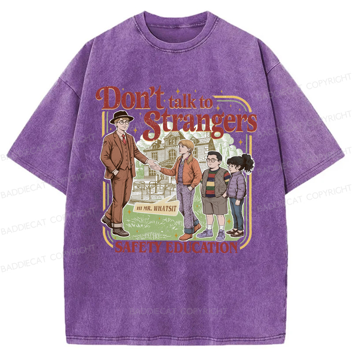 Baddiecat Don't Talk To Strangers Washed T-shirt