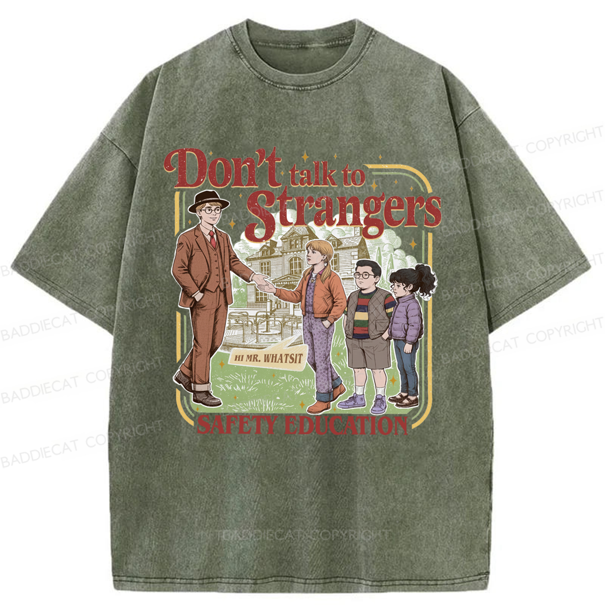 Baddiecat Don't Talk To Strangers Washed T-shirt